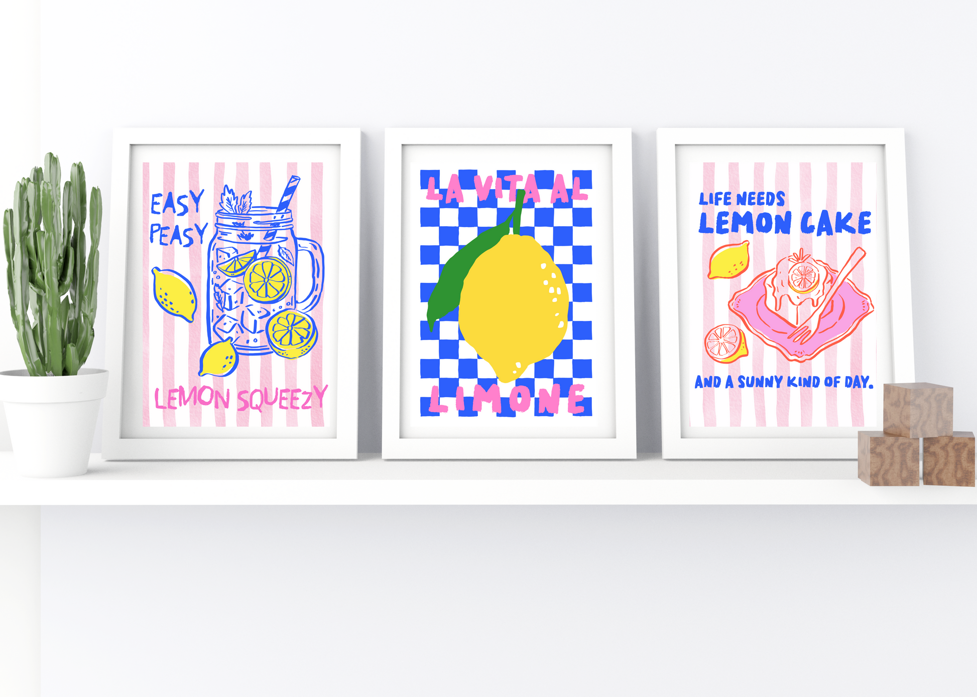 🍋 Set of 3 Lemon Art Prints – Instant Download Printable Wall Art